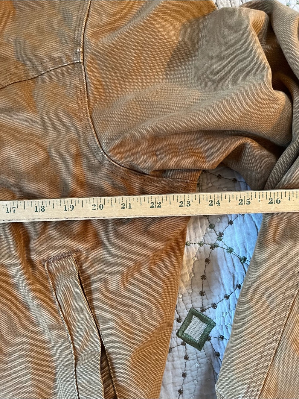 Carhartt Jacket Brown Canvas Red Quilted Lining Western Style Shoulder Yokes USA - Picture 4 of 16